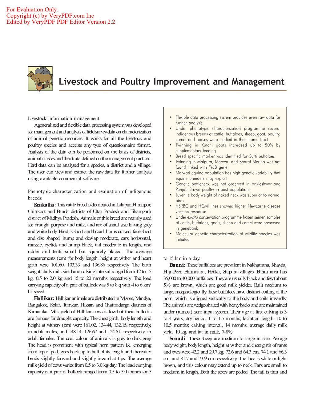 Livestock and Poultry Improvement and Management