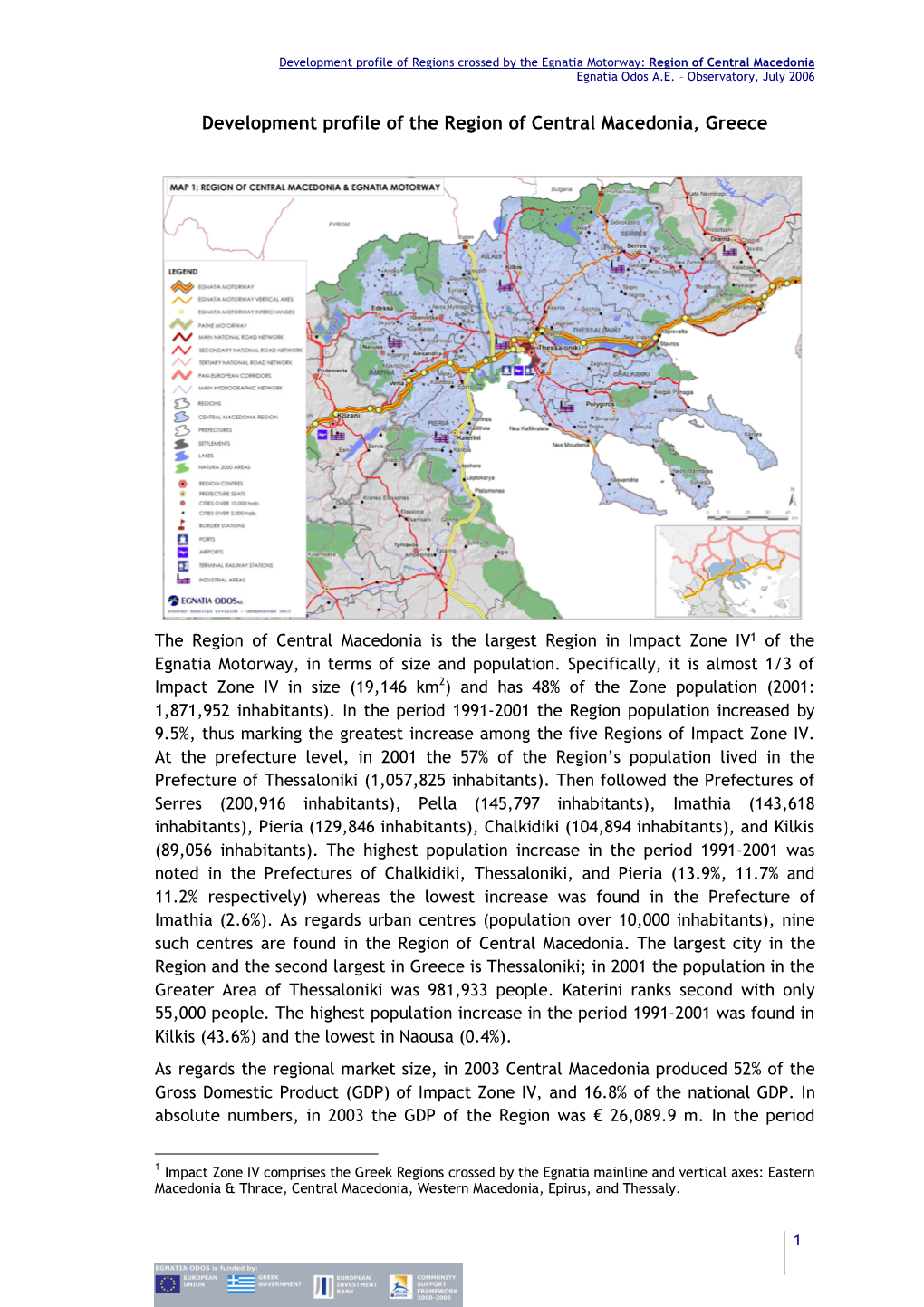 Development Profile of the Region of Central Macedonia, Greece