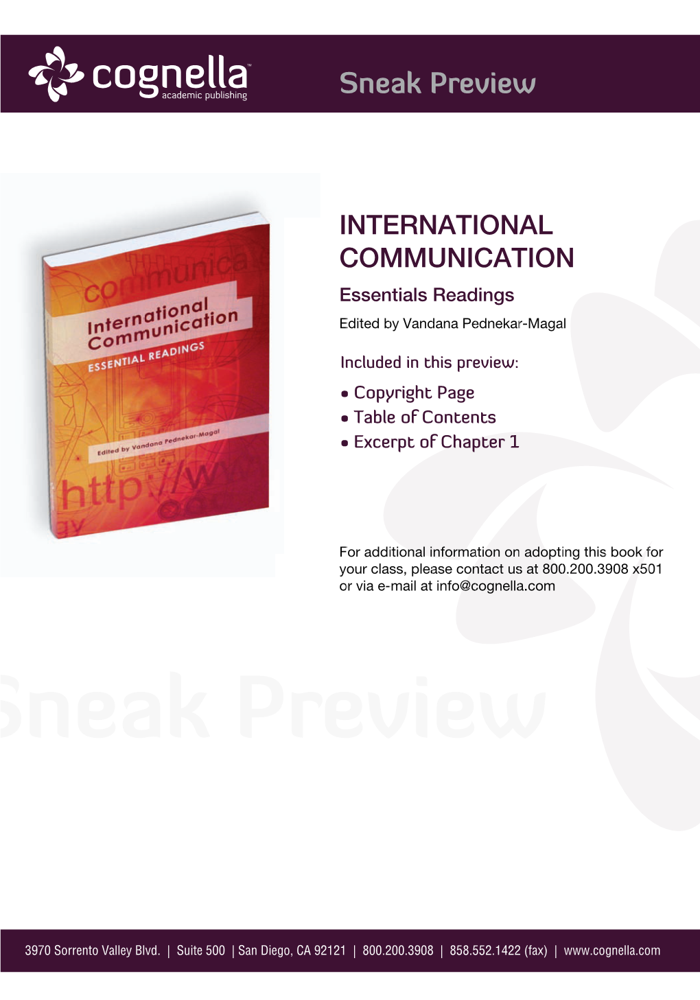 INTERNATIONAL COMMUNICATION Essentials Readings Edited by Vandana Pednekar-Magal