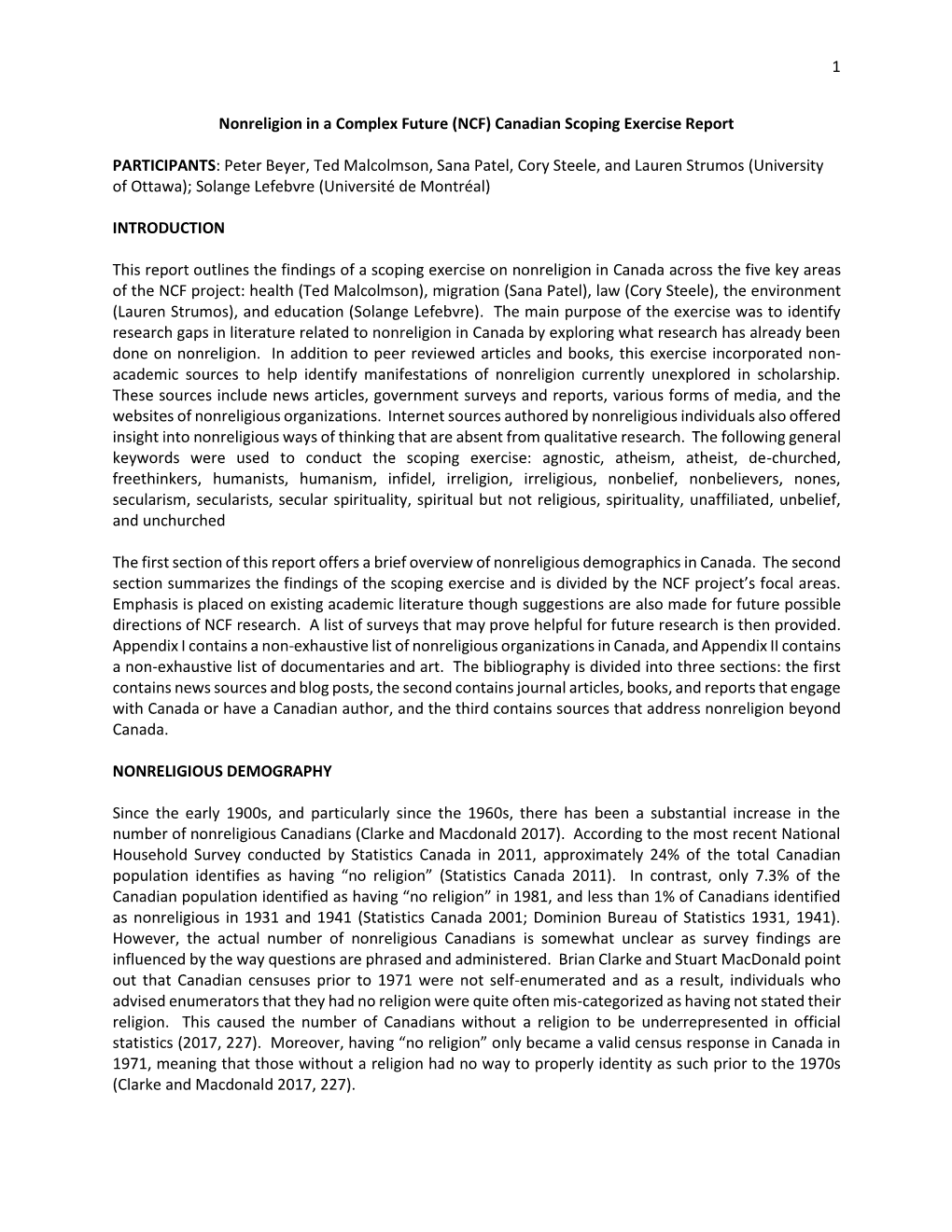 Canadian Scoping Exercise Report PARTICIPANTS