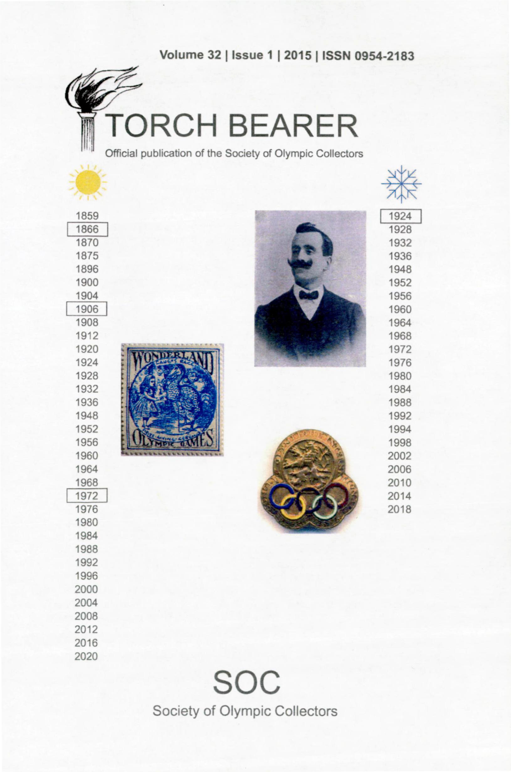 TORCH BEARER Official Publication of the Society of Olympic Collectors