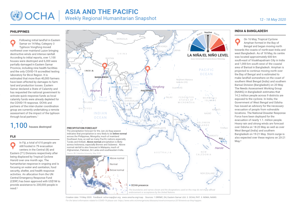 ASIA and the PACIFIC Weekly Regional Humanitarian Snapshot 12 - 18 May 2020
