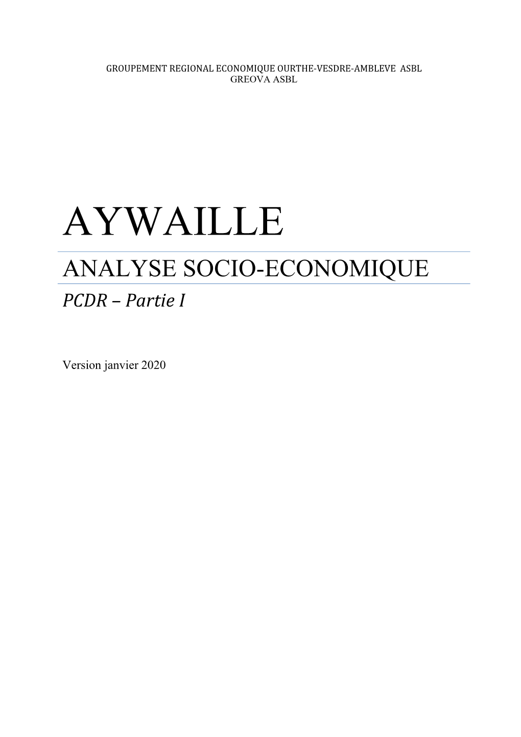 AYWAILLE ANALYSE SOCIO-ECONOMIQUE PCDR – Partie I