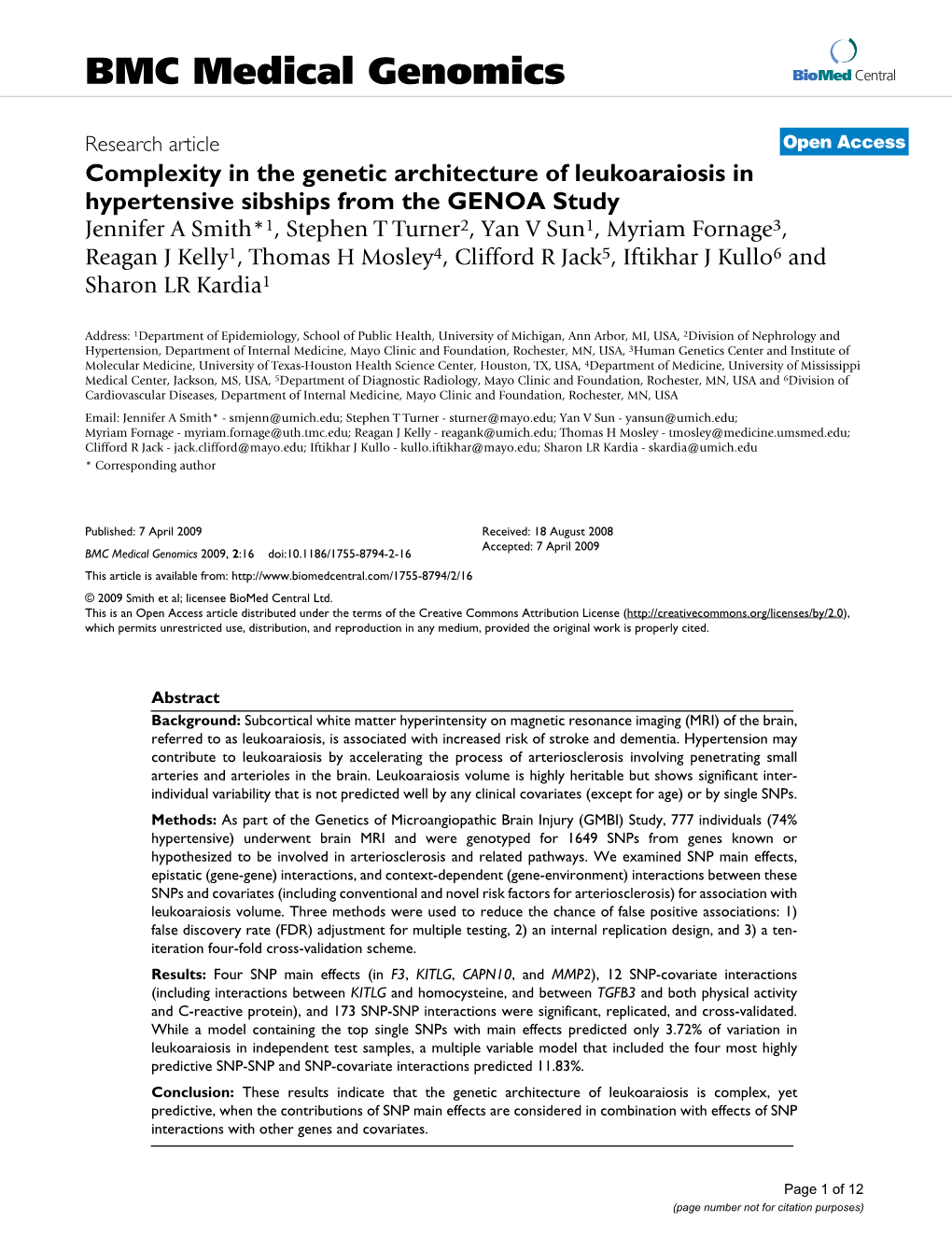 BMC Medical Genomics Biomed Central