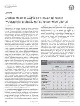 Cardiac Shunt in COPD As a Cause of Severe Hypoxaemia: Probably Not So Uncommon After All