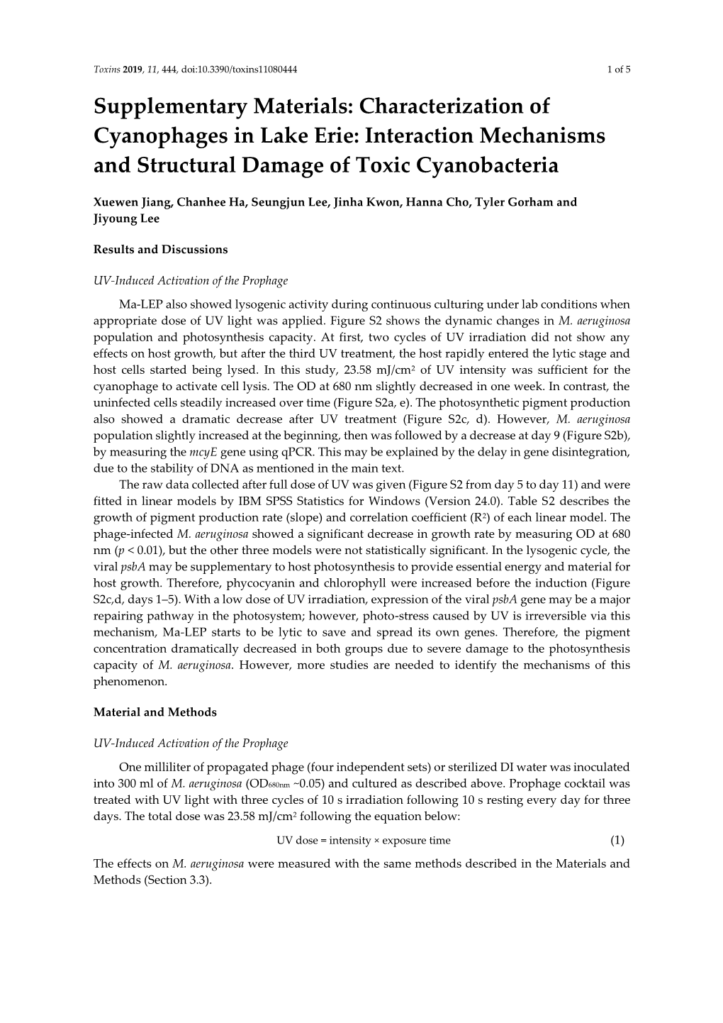 Characterization of Cyanophages in Lake Erie: Interaction Mechanisms and Structural Damage of Toxic Cyanobacteria