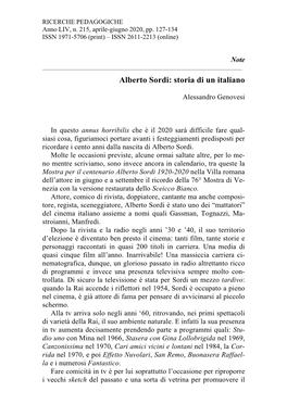 Alberto Sordi: Storia Di Un Italiano