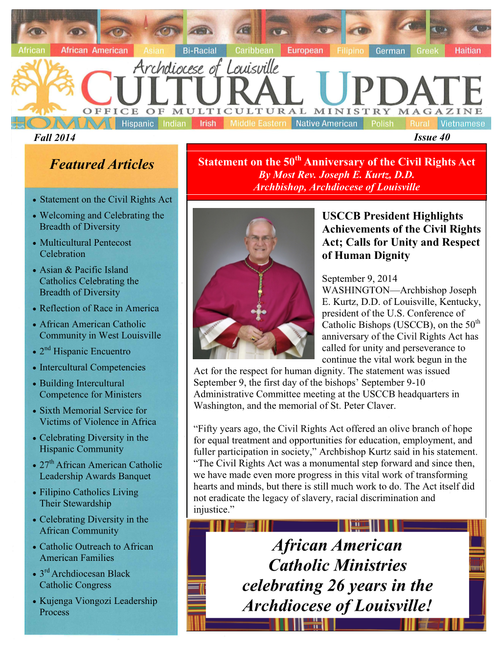 Cultural Update (Fall 2014 Issue