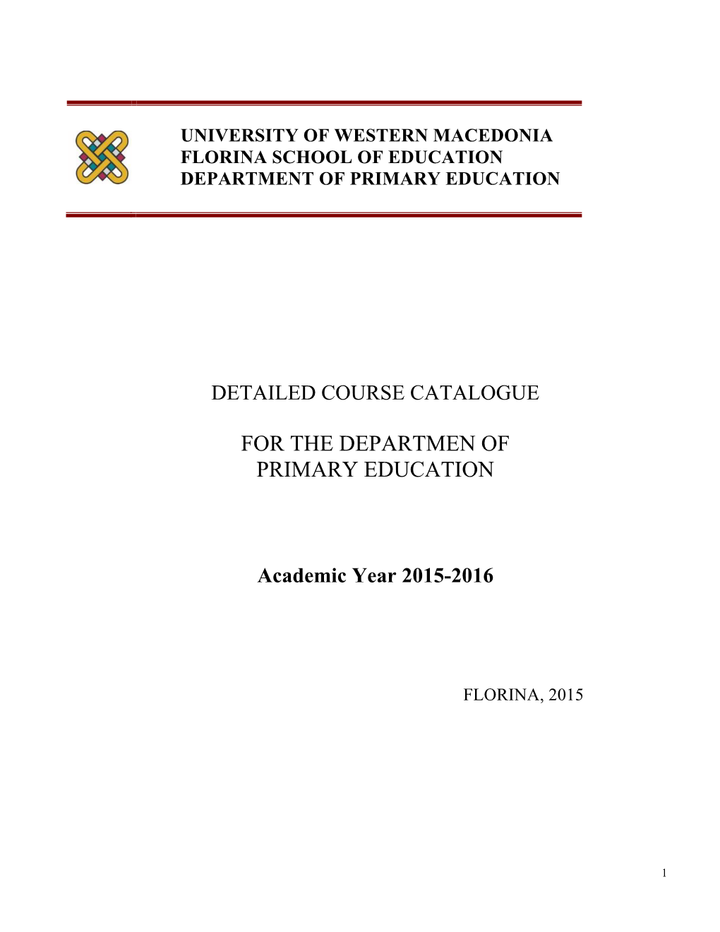 Detailed Course Catalogue