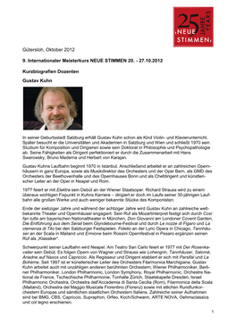 27.10.2012 Kurzbiografien Dozenten Gustav Kuhn