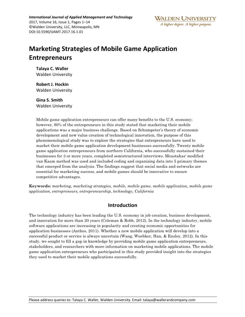 Marketing Strategies of Mobile Game Application Entrepreneurs