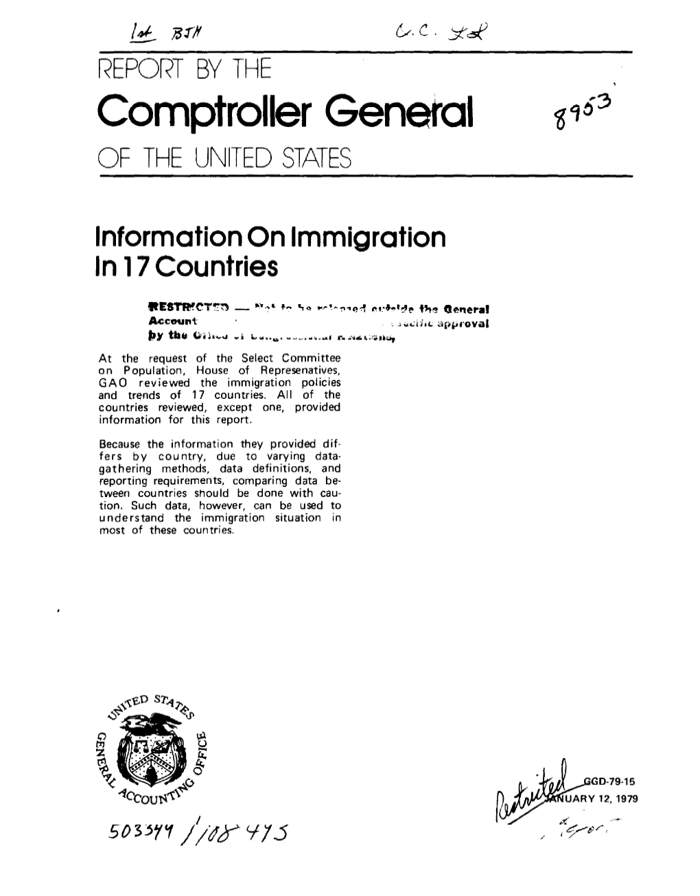 GGD-79-15 Information on Immigration in 17 Countries