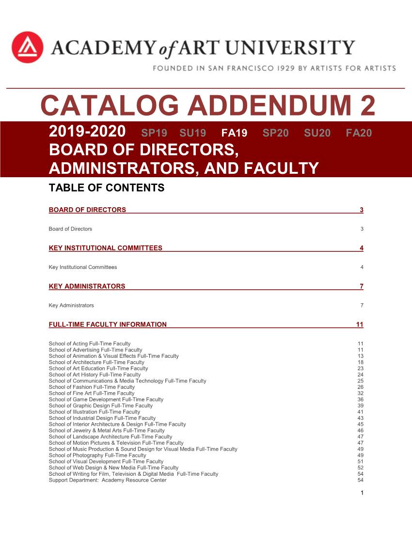 Board of Directors, Administrators, and Faculty (PDF)