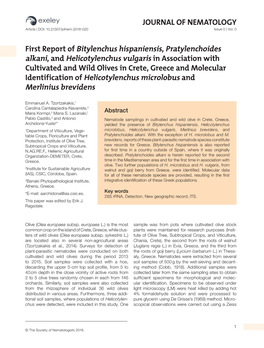 JOURNAL of NEMATOLOGY First Report of Bitylenchus Hispaniensis