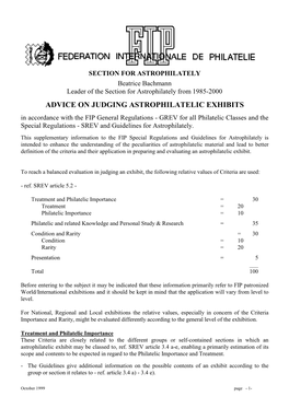 Advice on Judging and Exhibiting Astrophilatelic