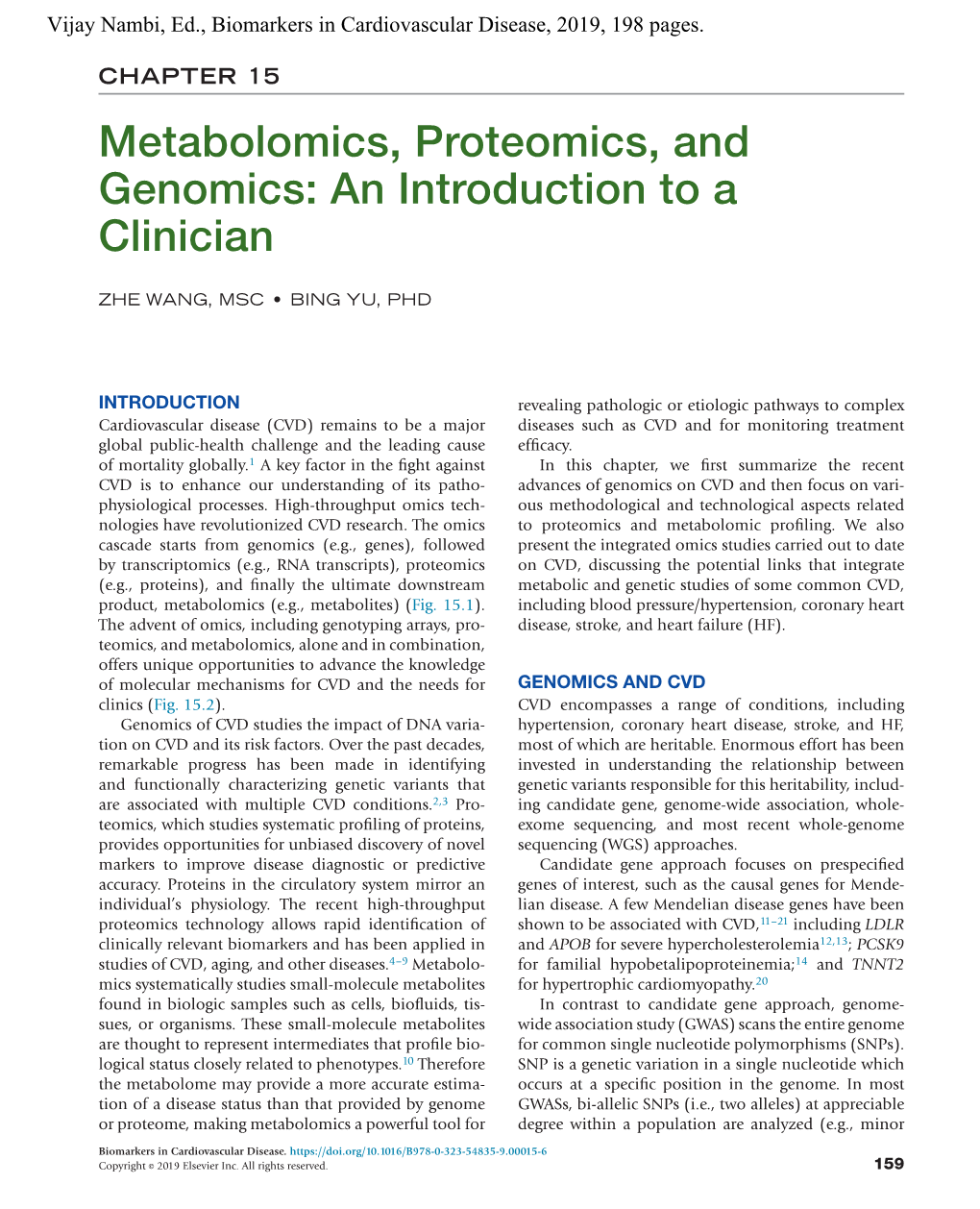 CHAPTER 15 Metabolomics, Proteomics, and Genomics: an Introduction to a Clinician