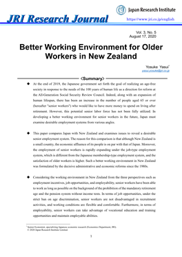 Better Working Environment for Older Workers in New Zealand
