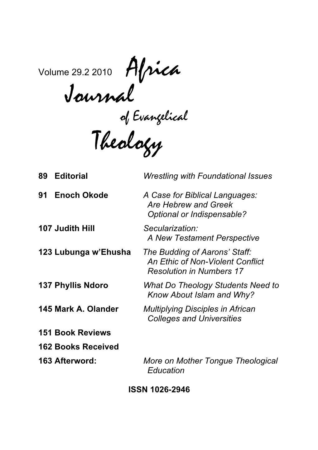 Africa Journal Theology
