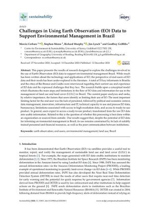 Challenges in Using Earth Observation (EO) Data to Support Environmental Management in Brazil