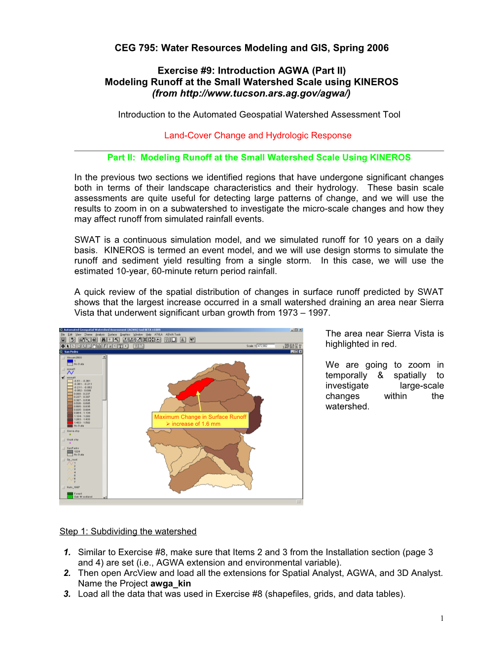 CEG 795: Water Resources Modeling and GIS, Fall 2004