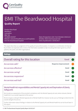 BMI the Beardwood Hospital Newapproachcomprehensive Report