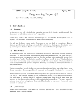 Programming Project #2 Due: Thursday, May 13Th, 2004, 11:59 Pm
