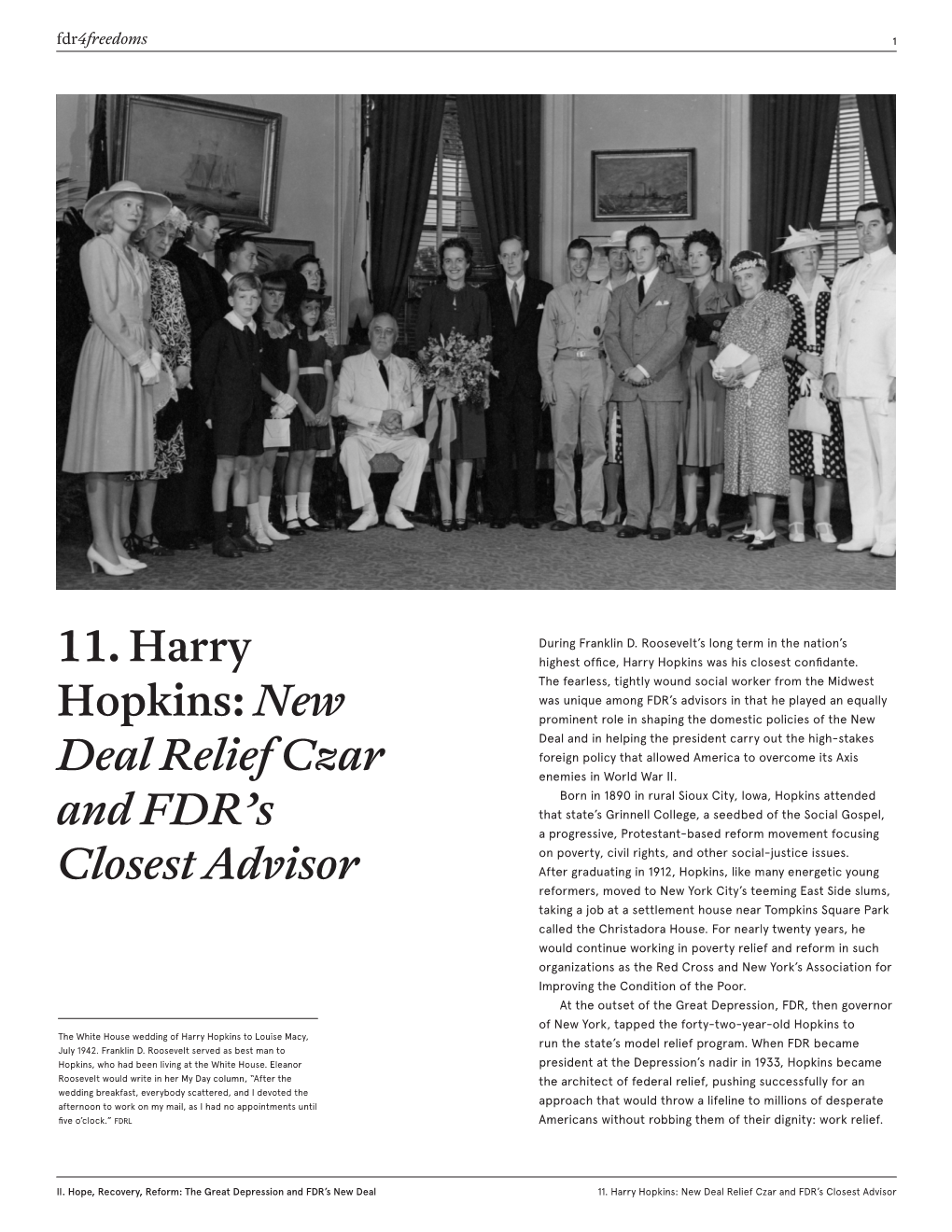 11. Harry Hopkins: New Deal Relief Czar and FDR's Closest Advisor