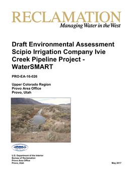 Scipio Irrigation Company Ivie Creek Pipeline Project - Watersmart