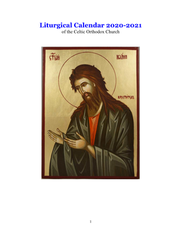 Liturgical Calendar 2020-2021 of the Celtic Orthodox Church