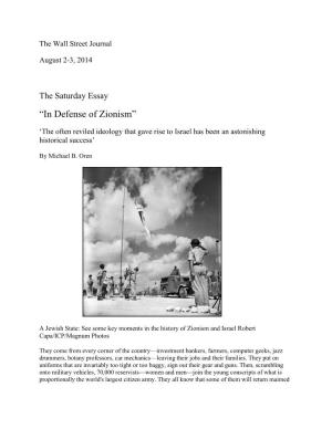 “In Defense of Zionism”