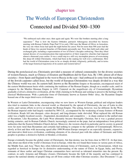 The Worlds of European Christendom Connected and Divided 500–1300