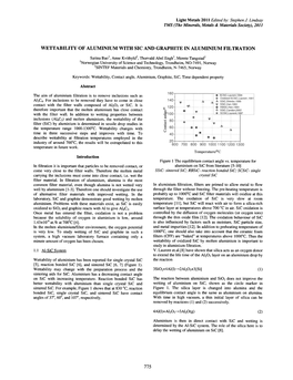 Wettability of Aluminium with Sic and Graphite in Aluminium Filtration