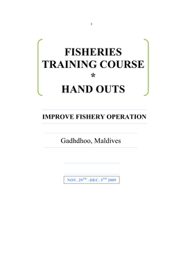 Fisheries Training Course * Hand Outs