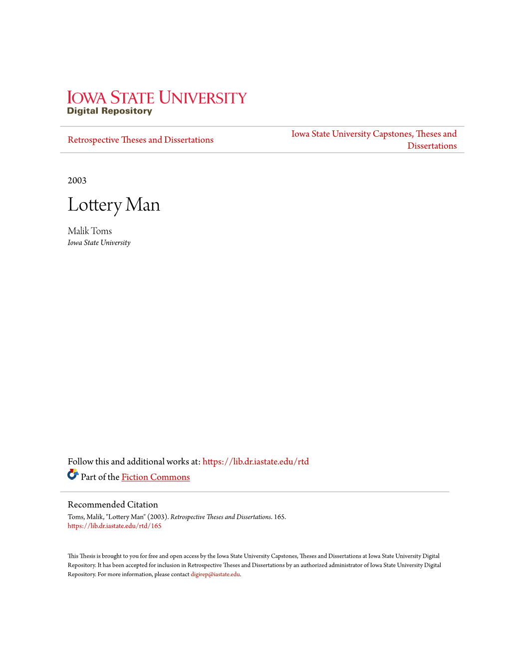 Lottery Man Malik Toms Iowa State University