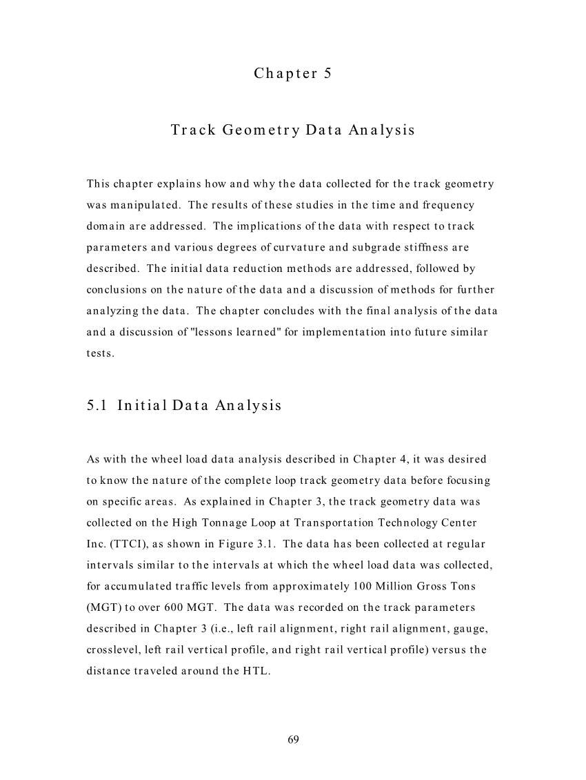 Chapter 5 Track Geometry Data Analysis