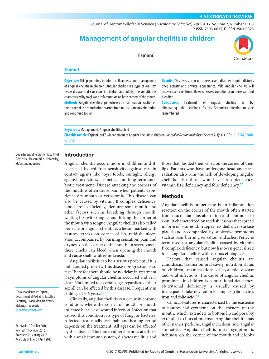 Management of Angular Cheilitis in Children 1