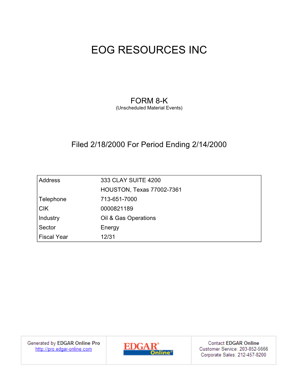 Eog Resources Inc