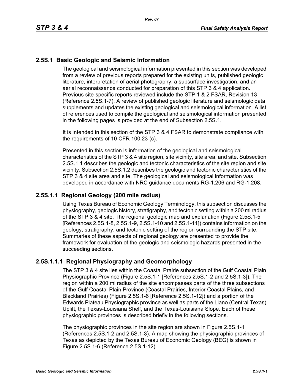 South Texas Project Units 3 & 4 COLA