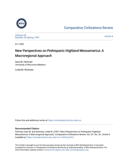 New Perspectives on Prehispanic Highland Mesoamerica: a Macroregional Approach