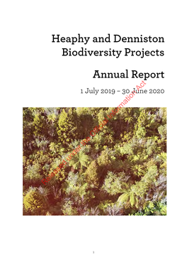 Heaphy and Denniston Biodiversity Projects Annual Report 1 July 2019 – 30 June 2020