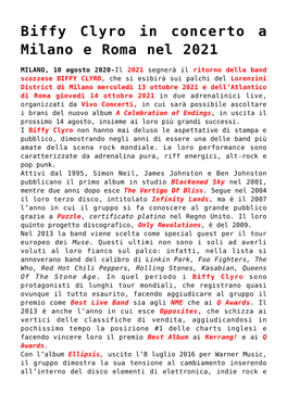 Biffy Clyro in Concerto a Milano E Roma Nel 2021