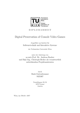 Digital Preservation of Console Video Games