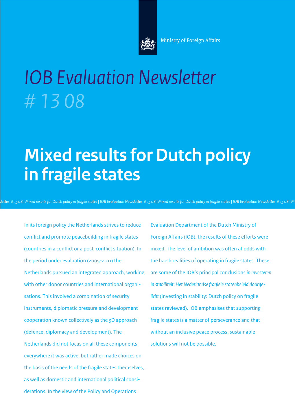 Mixed Results for Dutch Policy in Fragile States