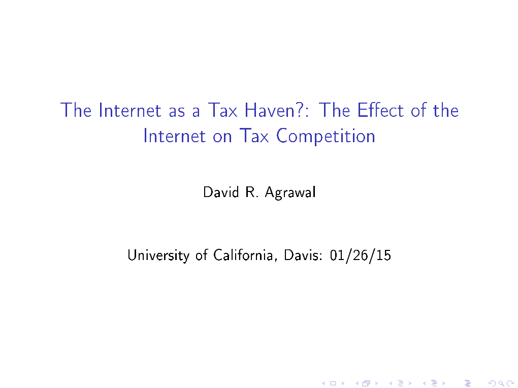 The Internet As a Tax Haven?: the Effect of the Internet on Tax