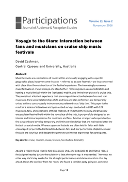 Voyage to the Stars: Interaction Between Fans and Musicians on Cruise Ship Music Festivals