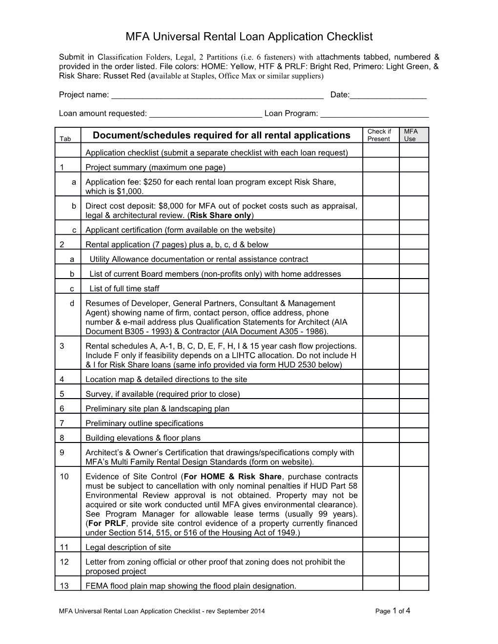 Low Income Housing Tax Credit Application