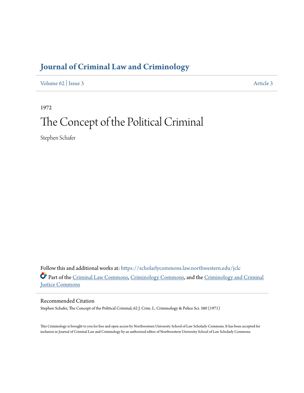 The Concept of the Political Criminal