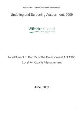 Wiltshire Updating and Screening Assessment (2009)
