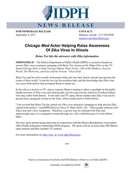 Chicago Med Actor Helping Raise Awareness of Zika Virus in Illinois