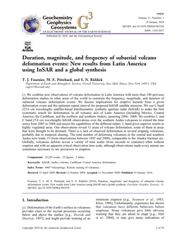 Duration, Magnitude, and Frequency of Subaerial Volcano Deformation Events: New Results from Latin America Using Insar and a Global Synthesis